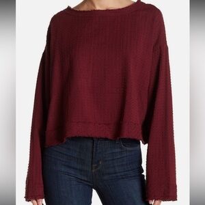 Women's Burgundy Long Sleeve Top